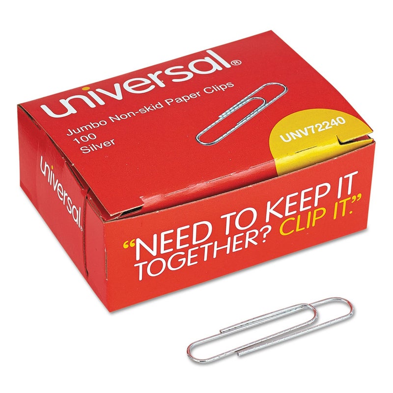 Universal 72240 Nonskid Paper Clips, Wire, Jumbo, Silver, 1000/Pack - Image 4